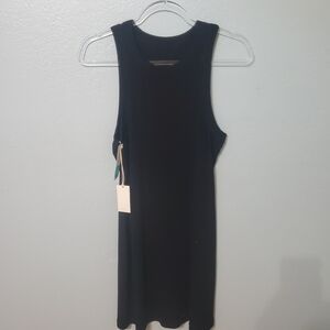 Elegant Black Sleeveless Ribbed Dress